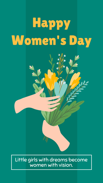 Women's Day Greeting with Beautiful Flowers Bouquet Instagram Story Design Template