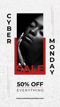 Designvorlage Cyber Monday Offer Young Beautiful Woman für Instagram Story