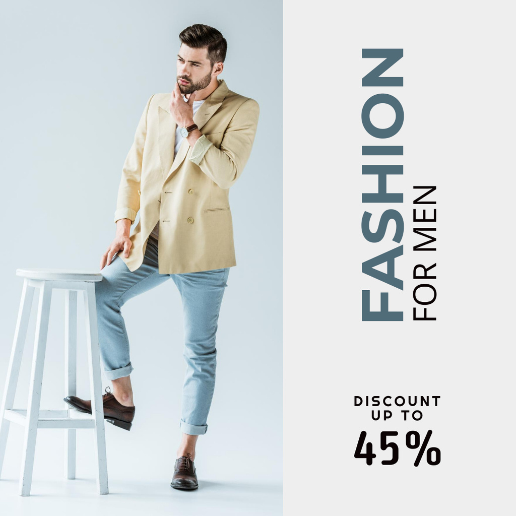 Fashion with Discount for Men Instagram tervezősablon