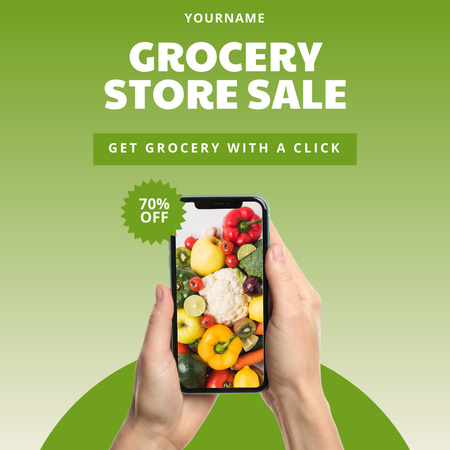 Healthy Veggies And Fruits With Online Order Promotion Instagram Design Template