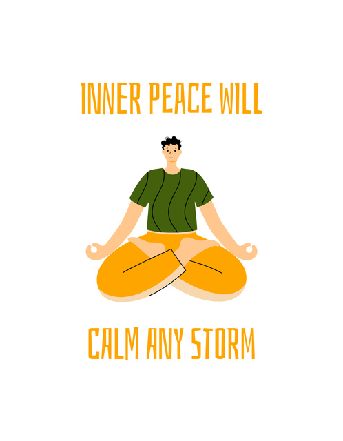 Inspirational Phrase with Man in Lotus Pose T-Shirt Design Template