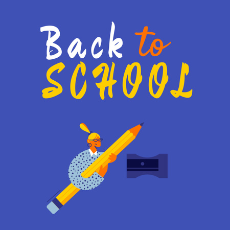 Szablon projektu powrót do szkoły z dziewczyną trzymającą ogromny ołówek Animated Post