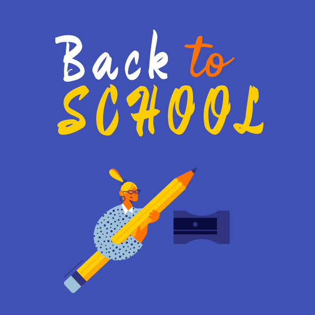 Back to School with Girl holding Huge Pencil Animated Post Πρότυπο σχεδίασης