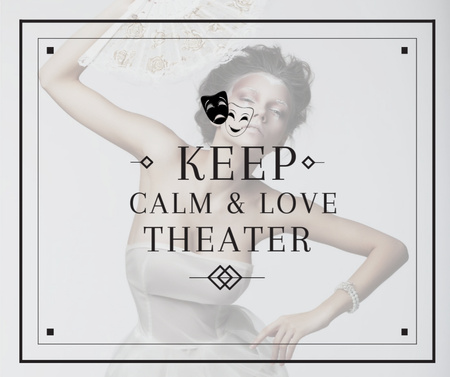 Theater Quote Woman Performing in White Facebook Design Template