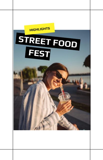 Street Food fest announcement with Smiling Girl IGTV Cover Design Template