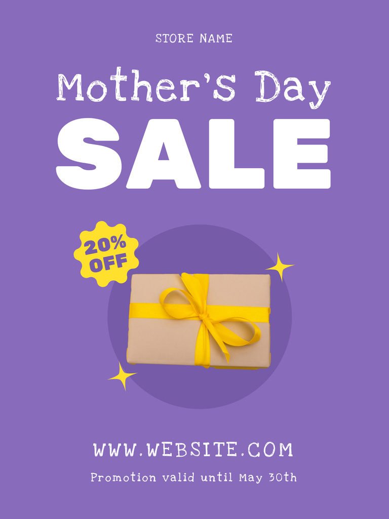 Mother's Day Sale Ad with Gift Poster US Πρότυπο σχεδίασης