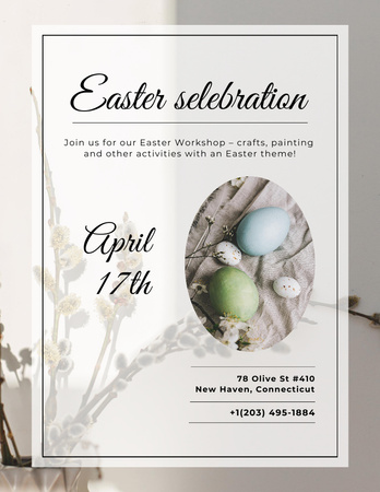 Elegant Announcement of Easter Celebration on Grey Poster 8.5x11in Tasarım Şablonu