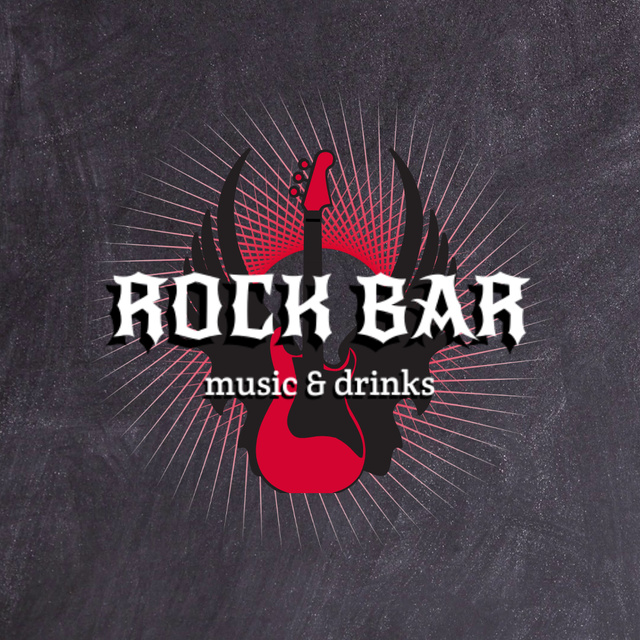 Rock Bar With Best Music And Drinks Animated Logoデザインテンプレート