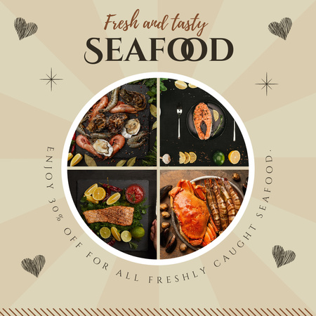 Fresh and Tasty Seafood Instagram Design Template