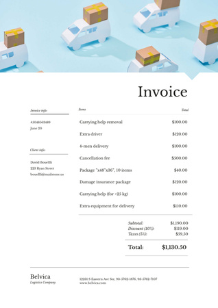 λογιστική εταιρεία νομοσχέδιο με τα φορτηγά μοτίβο Invoice Πρότυπο σχεδίασης