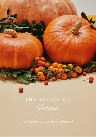 Platilla de diseño Thanksgiving Dinner with Pumpkins and Berries Flyer A4