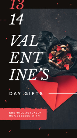 Festive Valentines Day Gift box Instagram Story Modelo de Design