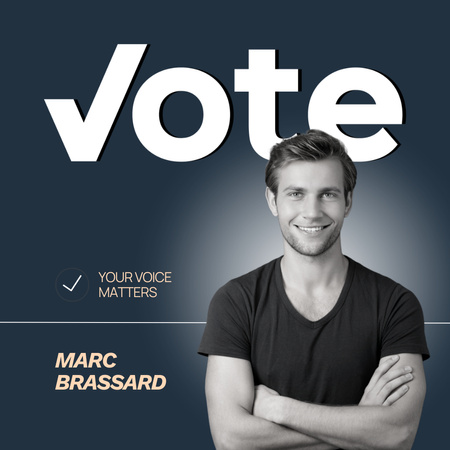 Campanha de candidato sorridente para eleições com slogan Animated Post Modelo de Design
