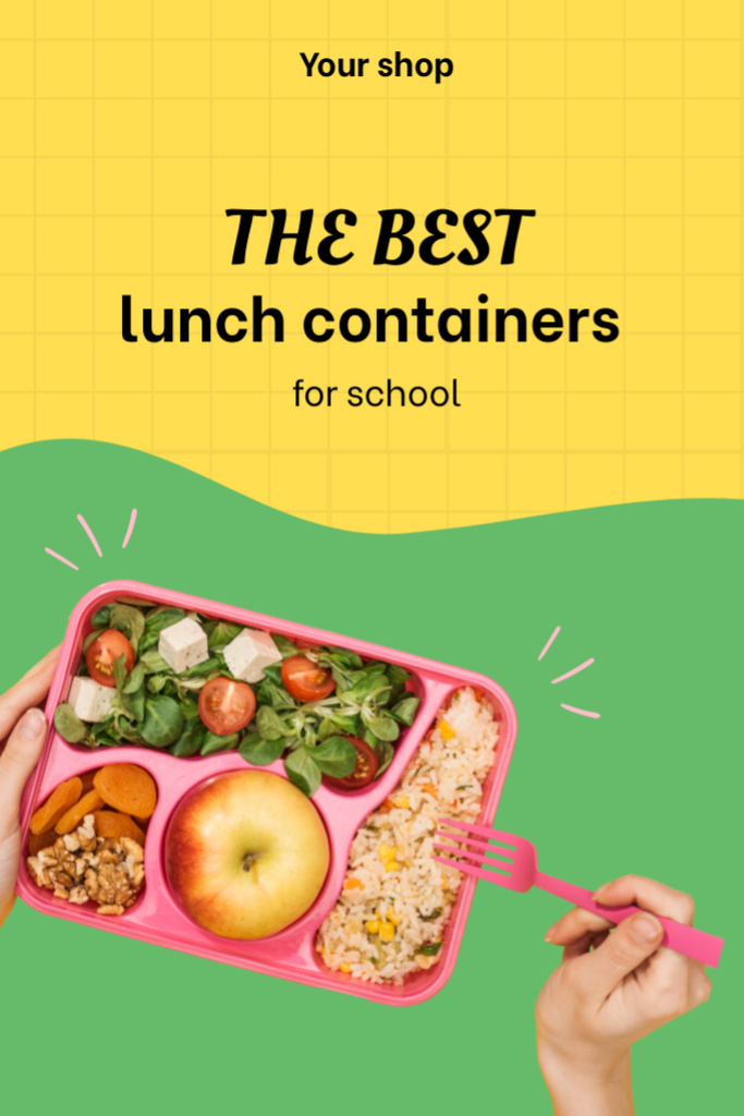 Healthy School Food Digital Promotion In Containers Flyer 4x6in Πρότυπο σχεδίασης