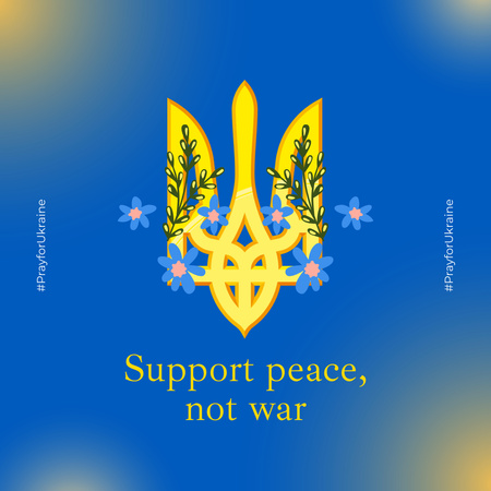 Tukipyyntö Ukrainalle vaakunan kuvalla Instagram Design Template