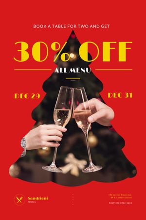 New Year Dinner Offer with People Toasting with Champagne Tumblr – шаблон для дизайна