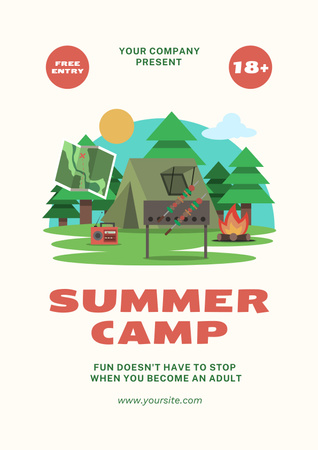 Yaz Kampı ve Turizmi Poster Tasarım Şablonu