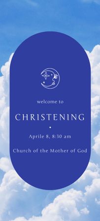 Christening Announcement with Heaven Invitation 9.5x21cm Design Template