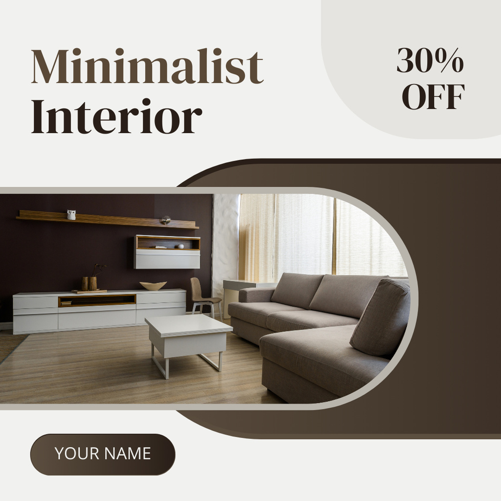 Ontwerpsjabloon van Instagram AD van Minimalist Interior Design Discount Offer Brown