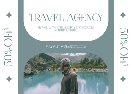 Hiking Tour from Travel Agency Card Design Template