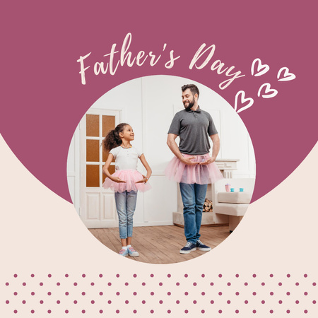 Cheerful Dad with Daughter in Ball Skirts Instagram Design Template