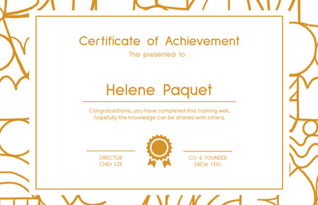 Award of Achievement with Ornament on Yellow Certificate 5.5x8.5in Design Template
