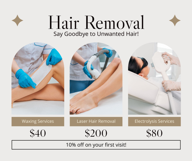 Ontwerpsjabloon van Facebook van Advertisement for Laser Hair Removal of Different Parts of Body