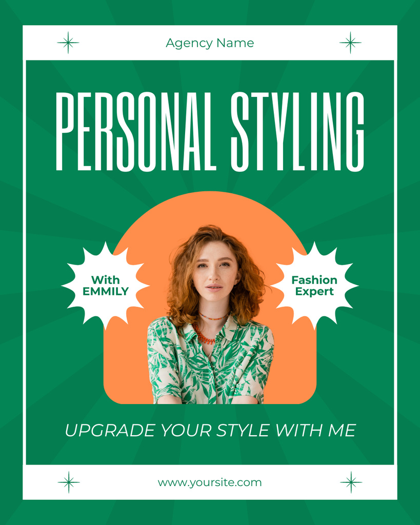 Designvorlage Personal Styling Services Ad on Green für Instagram Post Vertical