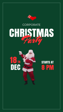 Corporate Christmas Holiday Party with Funny Dancing Santa Claus Instagram Video Story Design Template