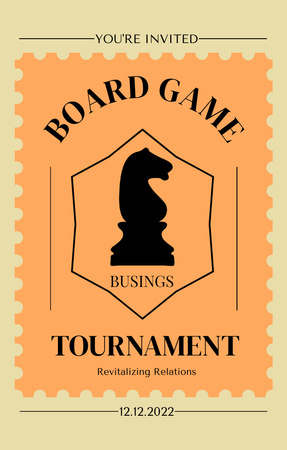 Board Game Tournament Announcement with Chess Invitation 4.6x7.2in Design Template