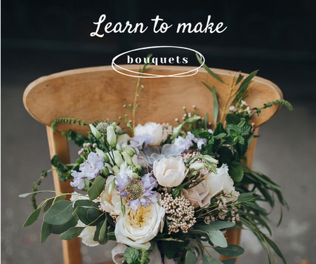 Bouquets Making Offer with Tender Flowers Facebook Design Template