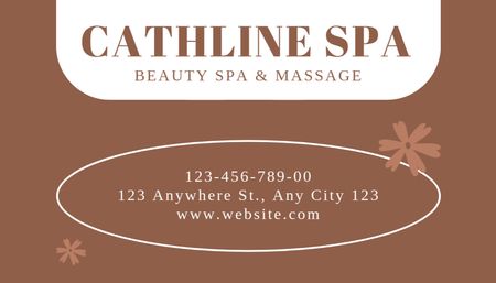 Plantilla de diseño de Cita de sesión de masaje y spa en Brown Business Card US 