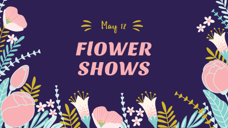 Flower Shows Announcement with Floral Illustration FB event cover Design Template