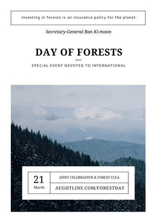 International Day of Forests Event with Scenic Mountains Poster Design Template