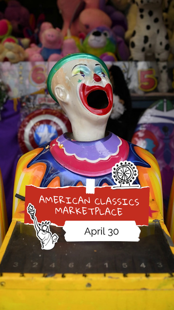 Ontwerpsjabloon van TikTok Video van American Classics Marketplace With Clown