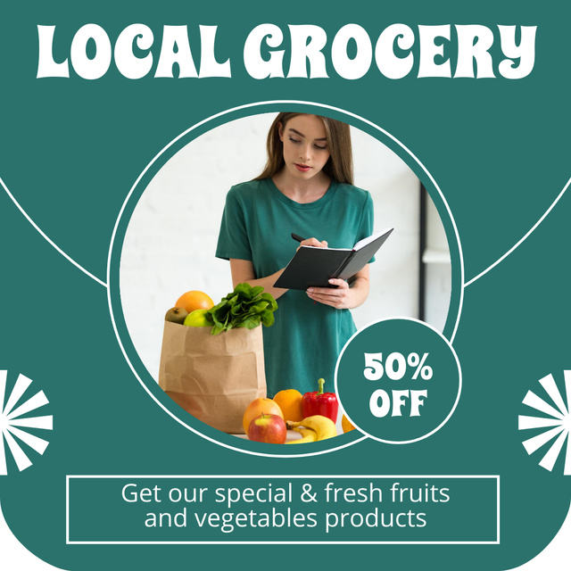 Discount Local Farm Grocery Offer Instagram AD Design Template