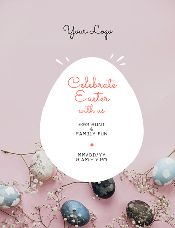 Easter Egg Hunt Announcement with Holiday Decor Invitation 13.9x10.7cm Design Template