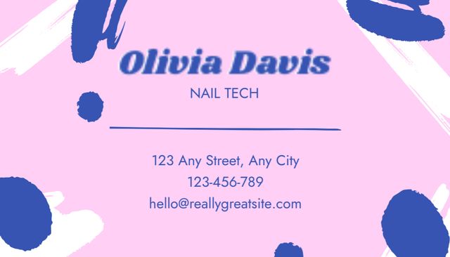 Beauty Salon Ad with Nail Polish Bottle Illustration on Purple Business Card US Design Template