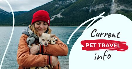 Plantilla de diseño de mujer y perro viajando juntos Facebook AD 