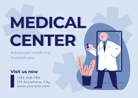 Medical Center Ad with Illustration of Doctor Card – шаблон для дизайну