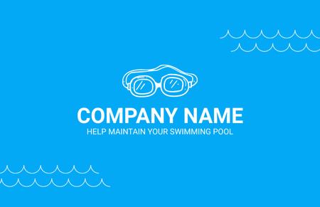 Emblem of Pool Construction Company Business Card 85x55mm Design Template