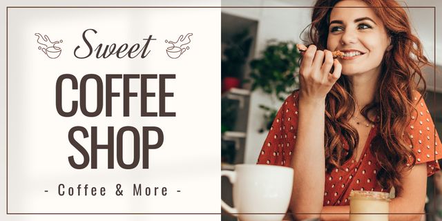 Promoting Coffee Shop With Served Beverages Twitter tervezősablon