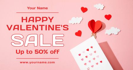 Ontwerpsjabloon van Facebook AD van Valentijnsdag Happy Sale-aanbieding