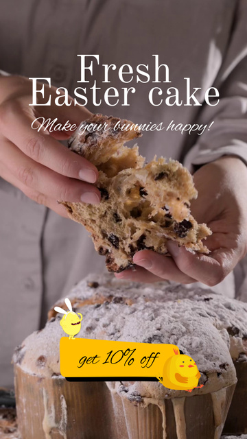 Easter Cake With Raisins And Discount Instagram Video Story Πρότυπο σχεδίασης