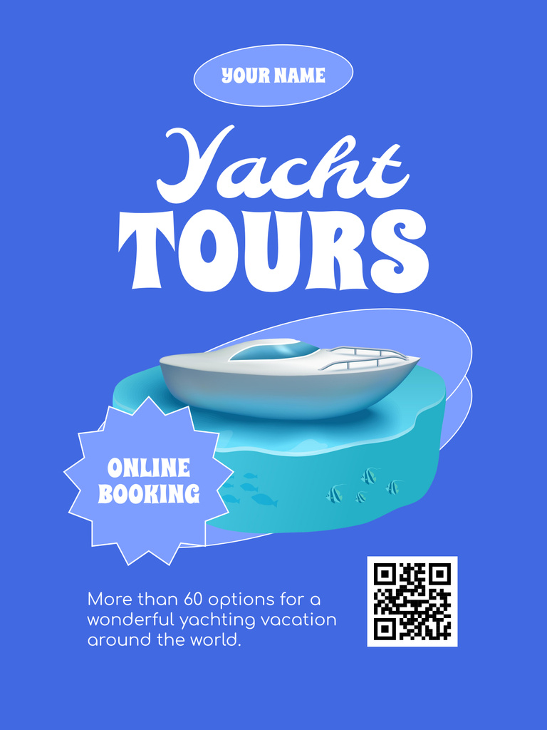 Yacht Tours Ad Poster 36x48inデザインテンプレート