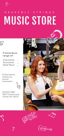 Music Store Ad Woman Selling Guitar Flyer DIN Large Design Template