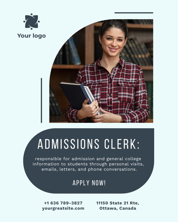 Responsive Admissions Clerk Services Offer Poster 16x20in Design Template