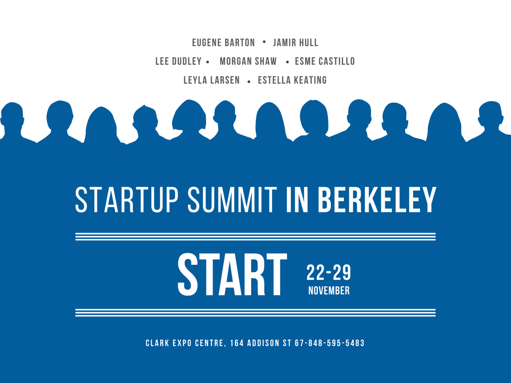 Startup Summit Offer in Blue Poster 18x24in Horizontal Design Template