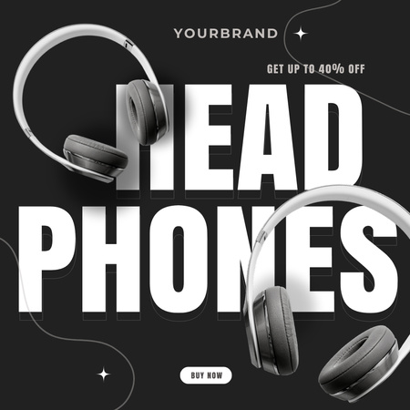 Wireless Headphone Discount Announcement Instagram AD Design Template