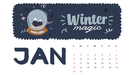 Winter Holidays decor and symbols Calendar Design Template